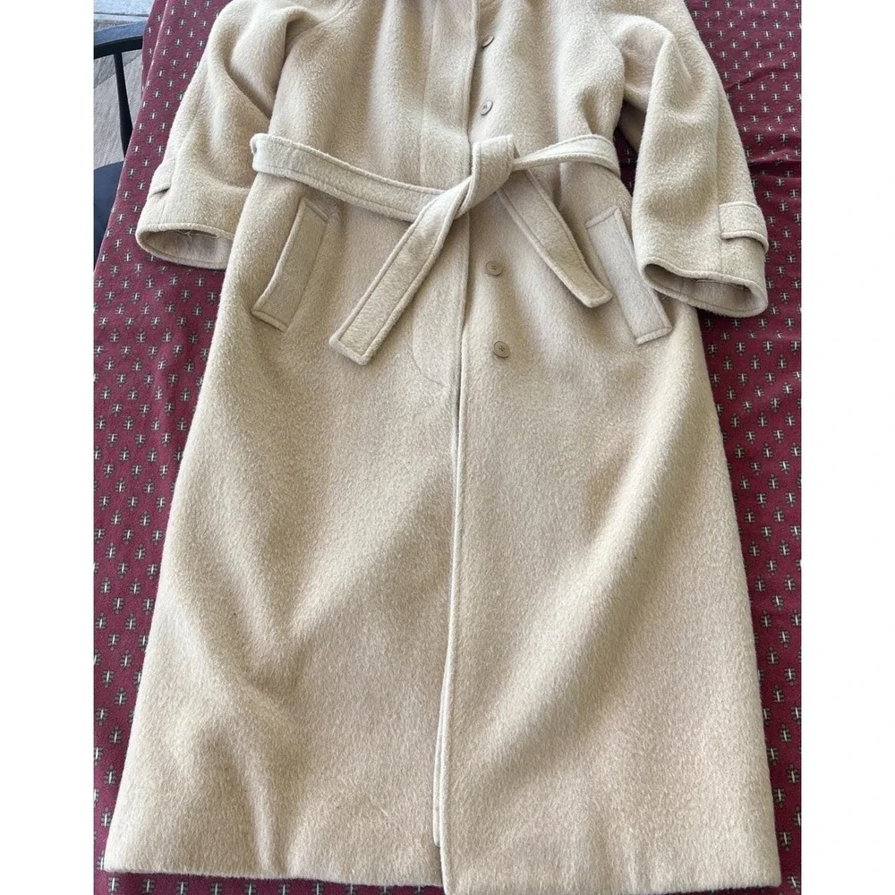 VTG Benard Harve Benard Long Wool Trench Coat Women SZ 12 Hidden Buttons Classic